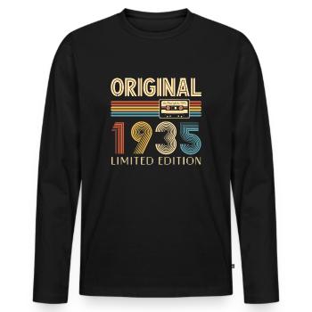 90. Geburtstag 90 Jahre Original 1935 - Männer Premium Bio Langarmshirt - Schwarz - Vorne - Nico (187cm)