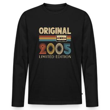 Anniversaire 20 Ans Original 2005 Cadeau Fête - T-shirt manches longues Premium bio Homme - noir - Devant - Nico (187cm)