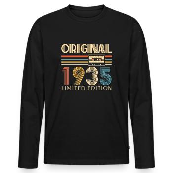 90. Geburtstag 90 Jahre Original 1935 - Männer Premium Bio Langarmshirt - Schwarz - Vorne - Nico (187cm)