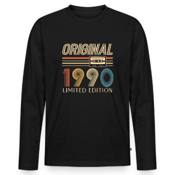 35e anniversaire Original 1990 35 ans cadeau - T-shirt manches longues Premium bio Homme - noir - Devant - Nico (187cm)