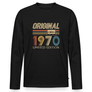 55th Birthday Original 1970 55 Years Old Gift - Men's Premium Organic Long Sleeve Shirt - black - Front - Nico (187cm)