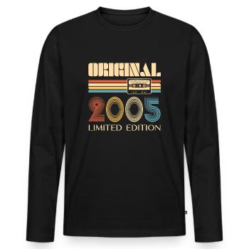 20e anniversaire Original 2005 20 ans Cadeau - T-shirt manches longues Premium bio Homme - noir - Devant - Nico (187cm)