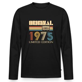50. Geburtstag 50 Jahre Original 1975 - Männer Premium Bio Langarmshirt - Schwarz - Vorne - Nico (187cm)