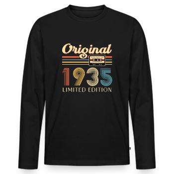 90. Geburtstag 90 Jahre Original 1935 - Männer Premium Bio Langarmshirt - Schwarz - Vorne - Nico (187cm)