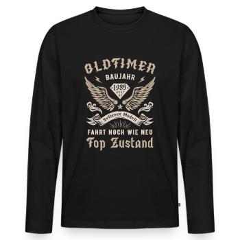 40. Geburtstag 40 Jahre Oldtimer 1985 - Männer Premium Bio Langarmshirt - Schwarz - Vorne - Nico (187cm)