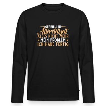 Altersteilzeit Ich habe fertig - Frührente - Männer Premium Bio Langarmshirt - Schwarz - Vorne - Nico (187cm)