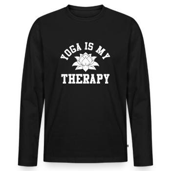 Yoga Is My Therapy - Men's Premium Organic Long Sleeve Shirt - black - Front - Nico (187cm)