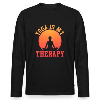 Yoga Is My Therapy - Men's Premium Organic Long Sleeve Shirt - black - Front - Nico (187cm)