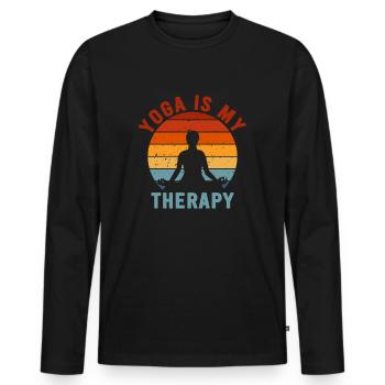 Yoga Is My Therapy - Men's Premium Organic Long Sleeve Shirt - black - Front - Nico (187cm)