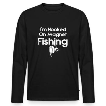 Neodymium Magnet Fishing Magnetic Fisher - Men's Premium Organic Long Sleeve Shirt - black - Front - Nico (187cm)