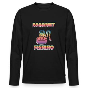 Neodymium Magnet Fishing Magnetic Fisher - Men's Premium Organic Long Sleeve Shirt - black - Front - Nico (187cm)