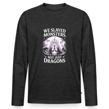 Epic Heroic Design With Dragons - Men's Premium Organic Long Sleeve Shirt - heather anthracite - Front - Nico (187cm)
