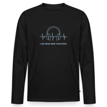 Lifeline J’aime la musique plus que les gens - T-shirt manches longues Premium bio Homme - noir - Devant - Nico (187cm)