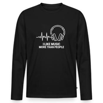 Lifeline J’aime la musique plus que les gens - T-shirt manches longues Premium bio Homme - noir - Devant - Nico (187cm)