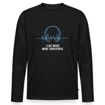 Lifeline J’aime la musique plus que les gens - T-shirt manches longues Premium bio Homme - noir - Devant - Nico (187cm)