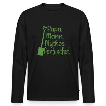 Papa Mann Mythos Gartenchef Gärtner Vater Spruch - Männer Premium Bio Langarmshirt - Schwarz - Vorne - Nico (187cm)