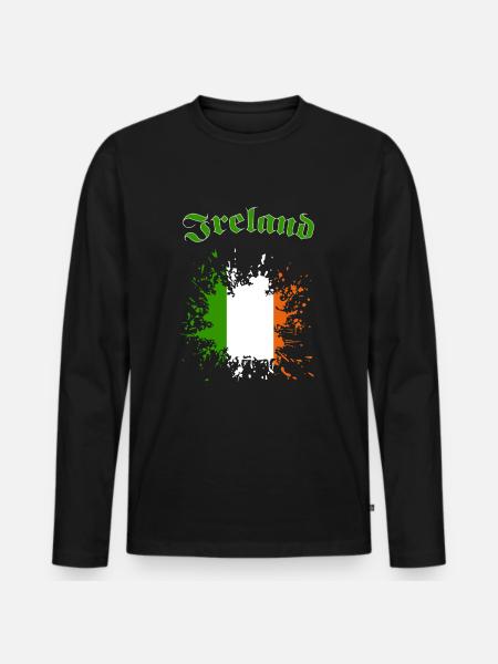 Ireland - Männer Premium Bio Langarmshirt - Schwarz