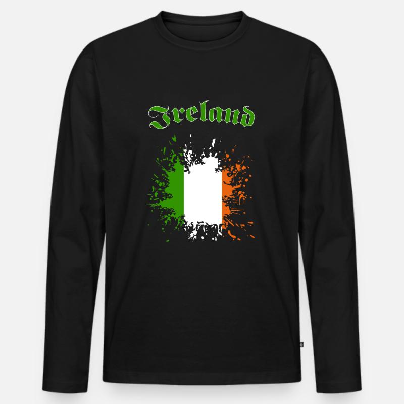 Ireland - Männer Premium Bio Langarmshirt - Schwarz
