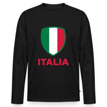 Drapeau national de l Italie - T-shirt manches longues Premium bio Homme - noir - Devant - Nico (187cm)