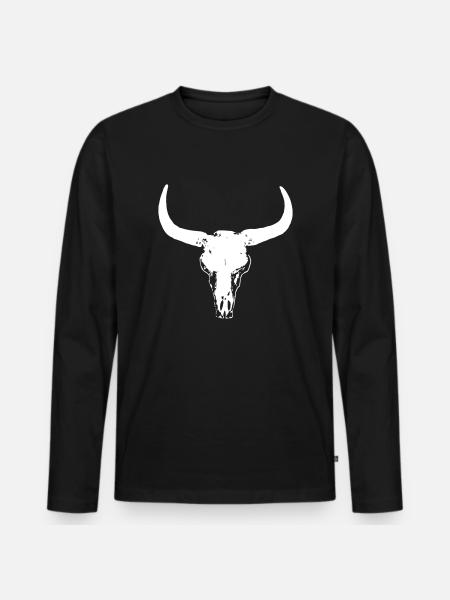 Buffalo Skull - Männer Premium Bio Langarmshirt - Schwarz