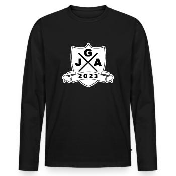 JGA 2023 23 - Männer Premium Bio Langarmshirt - Schwarz - Vorne - Nico (187cm)