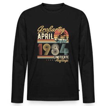 Great Since April 1984 Vintage Birthday - Men's Premium Organic Long Sleeve Shirt - black - Front - Nico (187cm)