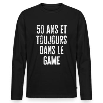 50 ans toujours dans le Game - T-shirt manches longues Premium bio Homme - noir - Devant - Nico (187cm)