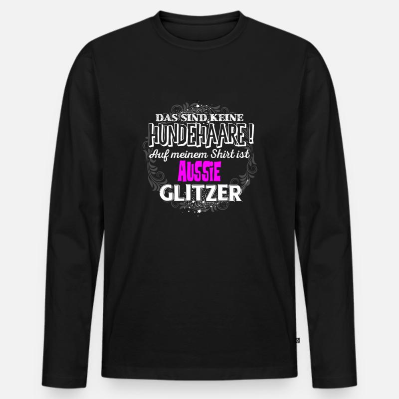 AUSSIE - Glitzer - Männer Premium Bio Langarmshirt - Schwarz