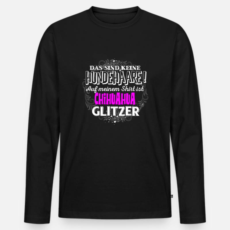 CHIHUAHUA - Glitzer - Männer Premium Bio Langarmshirt - Schwarz