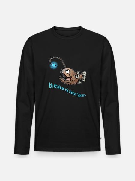 Anglerfisch - Männer Premium Bio Langarmshirt - Schwarz