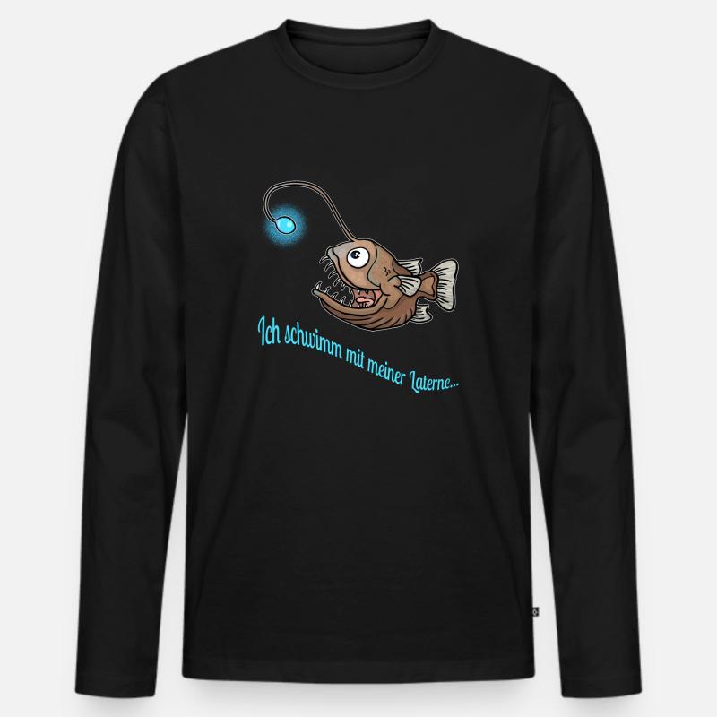 Anglerfisch - Männer Premium Bio Langarmshirt - Schwarz
