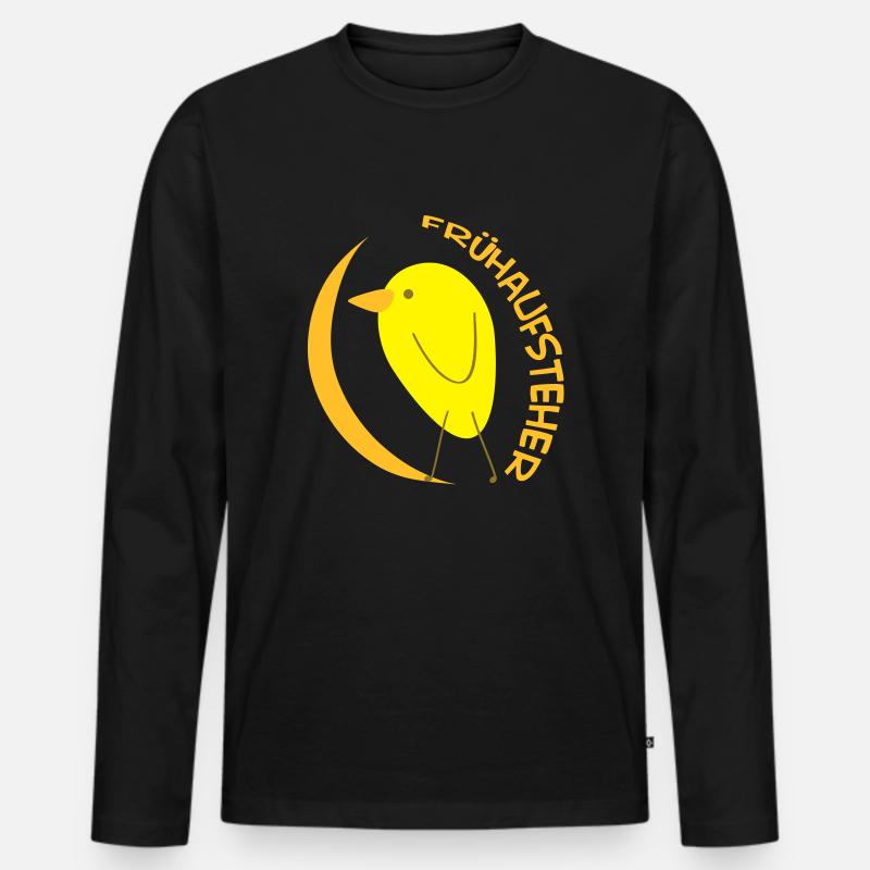 Frühaufsteher (Vogel) - Männer Premium Bio Langarmshirt - Schwarz
