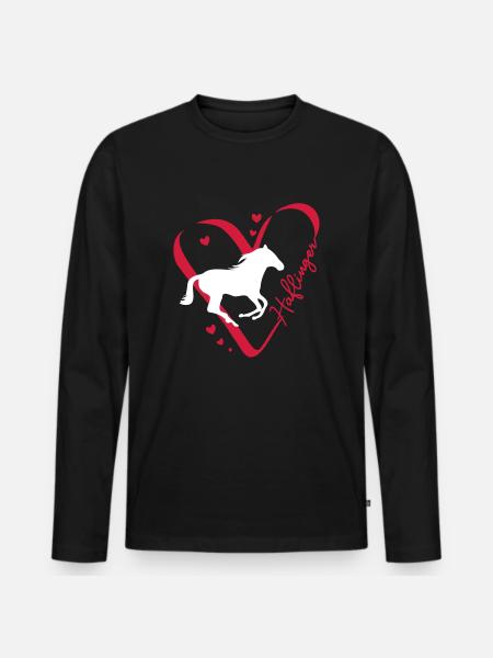 Haflinger Herz - Männer Premium Bio Langarmshirt - Schwarz