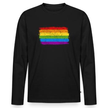 Regenbogenfahne Flagge LGBT CSD schwul lesbisch - Männer Premium Bio Langarmshirt - Schwarz - Vorne - Nico (187cm)