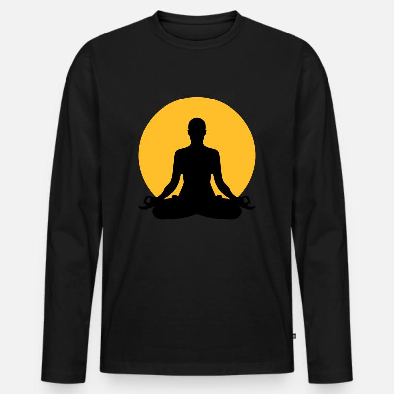 Meditation - Männer Premium Bio Langarmshirt - Schwarz