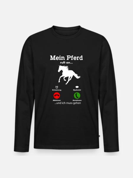 My horse is calling - Men's Premium Organic Long Sleeve Shirt - black