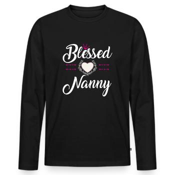 BLESSED NANNY - Men's Premium Organic Long Sleeve Shirt - black - Front - Nico (187cm)