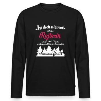 Reiterin Pferd lustiger Pferdespruch Geschenk - Männer Premium Bio Langarmshirt - Schwarz - Vorne - Nico (187cm)