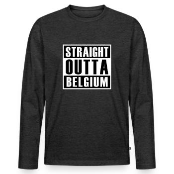 Straight Outta Belgium - T-shirt manches longues Premium bio Homme - anthracite chiné - Devant - Nico (187cm)