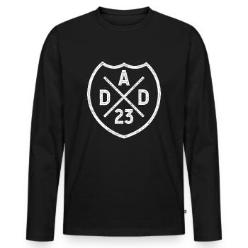 Dad 23 Vintage Wappen - Männer Premium Bio Langarmshirt - Schwarz - Vorne - Nico (187cm)