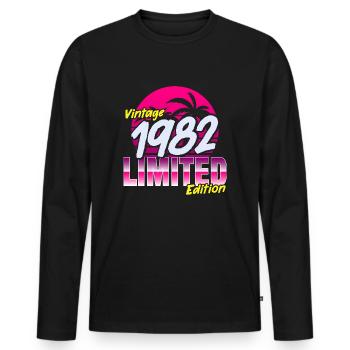 Geburtstag 1982 40.Geburtstag Männer und Frauen - Männer Premium Bio Langarmshirt - Schwarz - Vorne - Nico (187cm)