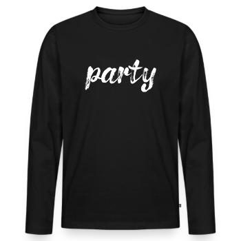 fête, blanc - T-shirt manches longues Premium bio Homme - noir - Devant - Nico (187cm)