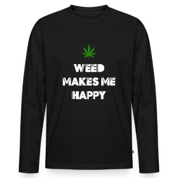 weed macht mich glücklich Cannabis Marihuana - Männer Premium Bio Langarmshirt - Schwarz - Vorne - Nico (187cm)
