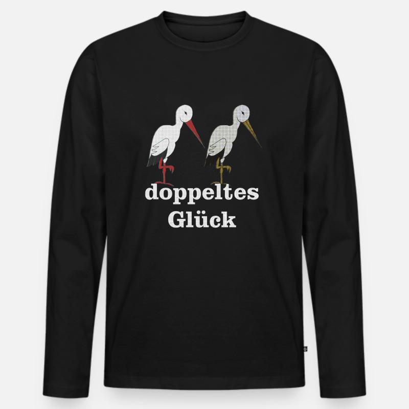 storchenpaar doppeltes glück - Männer Premium Bio Langarmshirt - Schwarz