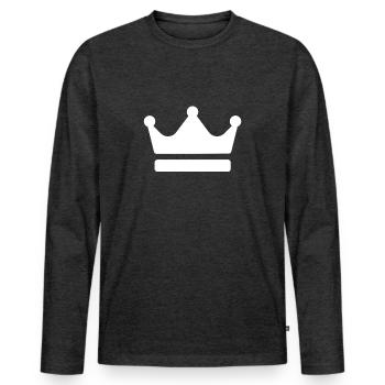 Couronne - T-shirt manches longues Premium bio Homme - anthracite chiné - Devant - Nico (187cm)