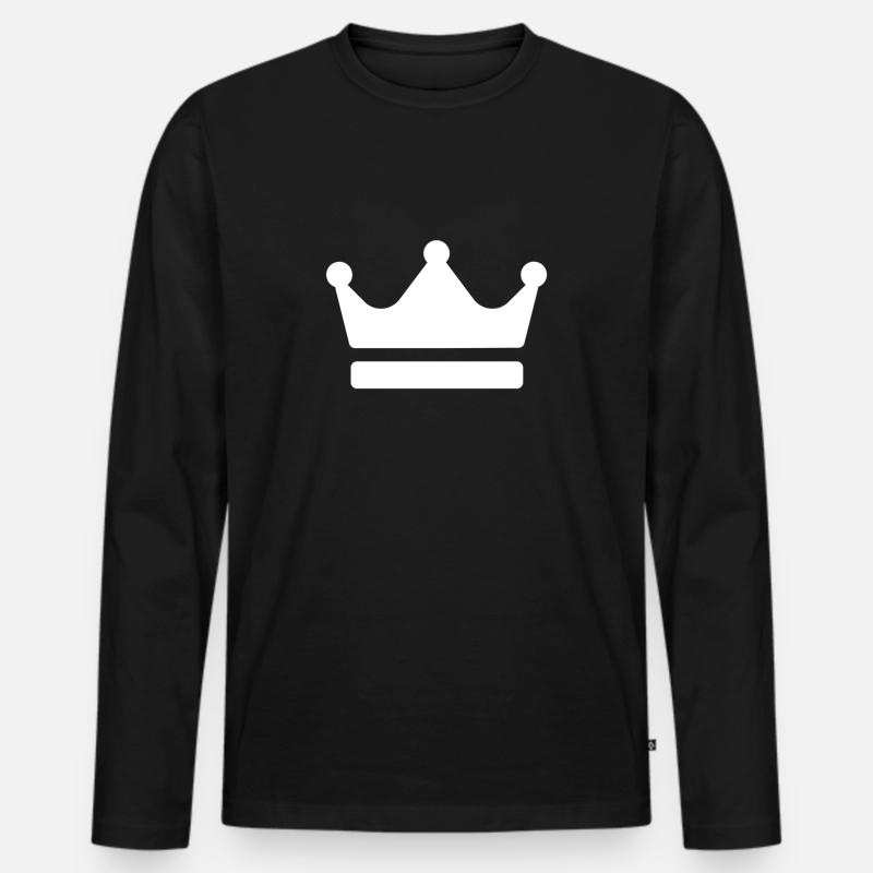 Krone - Männer Premium Bio Langarmshirt - Schwarz