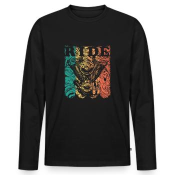 Ride Vintage - Männer Premium Bio Langarmshirt - Schwarz - Vorne - Nico (187cm)