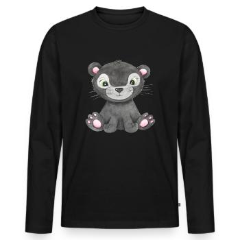 Süßes Panther Baby Amazonas Südamerika Panter - Männer Premium Bio Langarmshirt - Schwarz - Vorne - Nico (187cm)