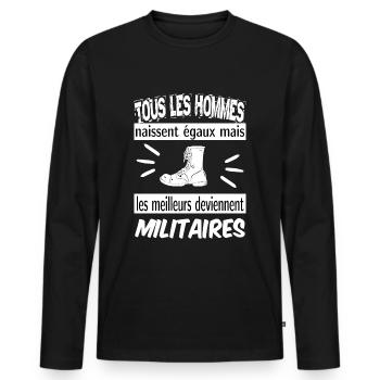 les meilleurs deviennent militaires - T-shirt manches longues Premium bio Homme - noir - Devant - Nico (187cm)