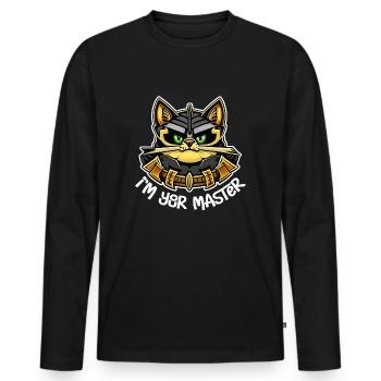 chat - je suis ton maitre - T-shirt manches longues Premium bio Homme - noir - Devant - Nico (187cm)